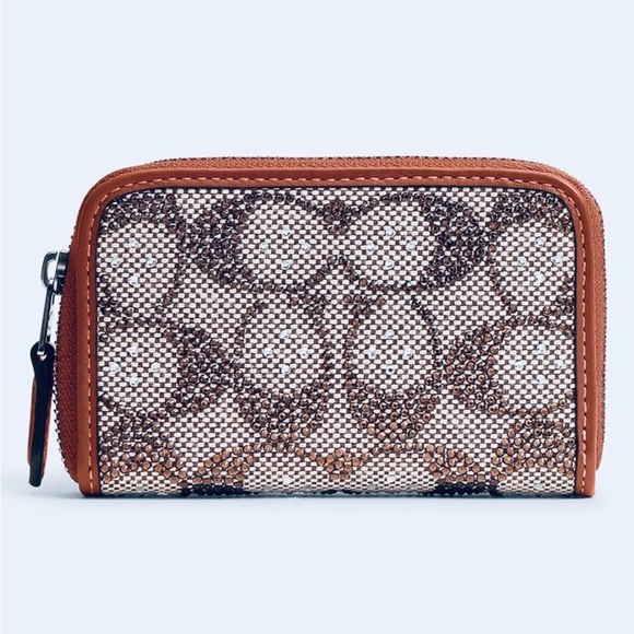 NWT!🤎🤎 COACH ZIP AROUND CARD CASE IN CRYSTAL JACQUARD! - Picture 6 of 6